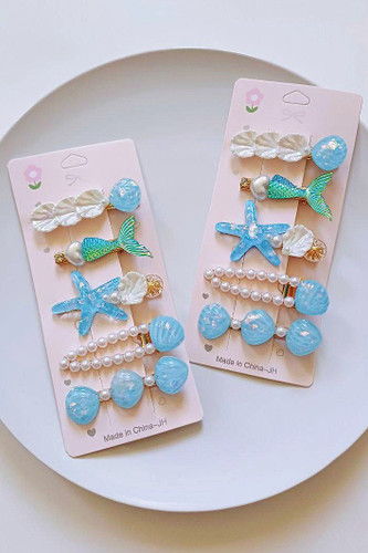 پک کارتی گیره موی پری دریایی آبی